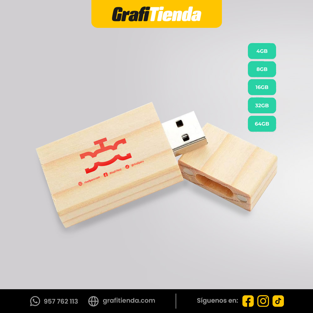 USB de bamboo cuadrado