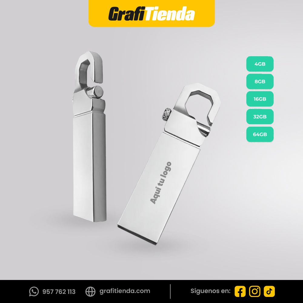 USB plateado con gancho