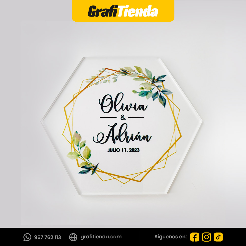 Posavasos acrílico personalizado boda