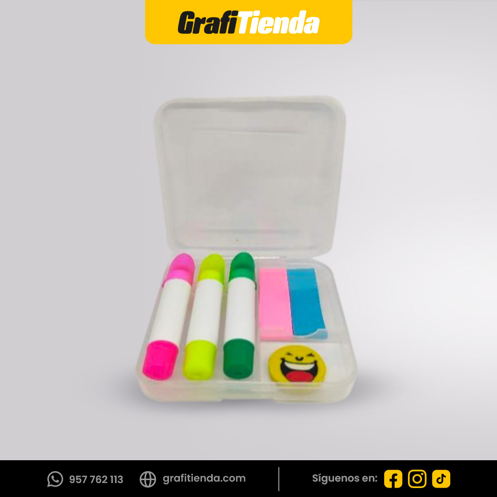 Resaltador Crayon Post It y Borrador
