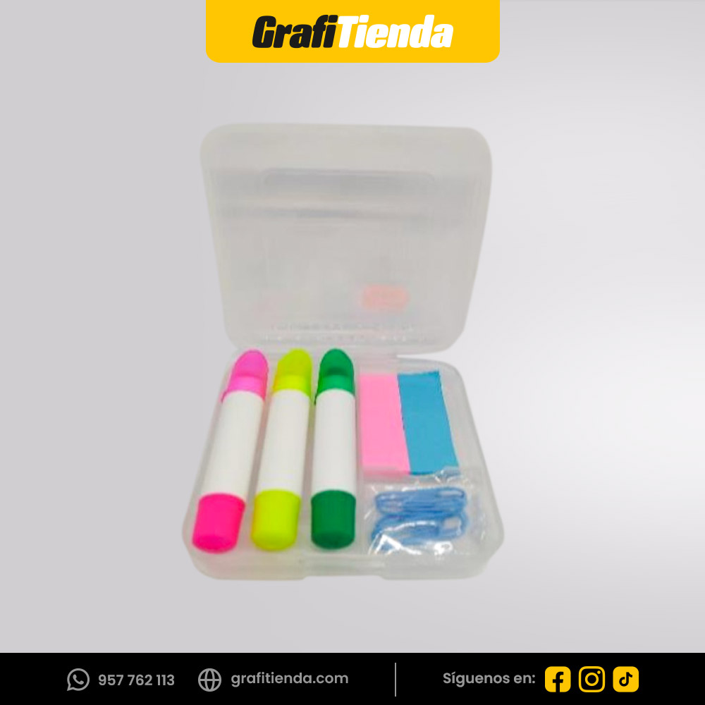 Resaltador Crayon Post It y Clip